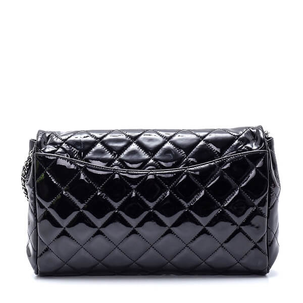 Chanel - Black Quilted Patent Leather CC Shoulder Bag